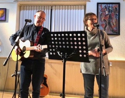 Stan and Rona sing Celtic Americana in the Folk Concert.